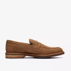 Aldwin Step-loafers i tan-farget semsket skinn for menn