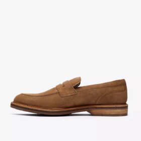 Aldwin Step-loafers i tan-farget semsket skinn for menn