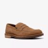 Aldwin Step-loafers i tan-farget semsket skinn for menn