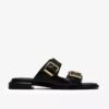 Ariany Bay flate sandaler i svart skinn for damer