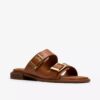 Ariany Bay flate sandaler i tan-farget skinn for damer