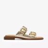 Ariany Bay myke, gullfargede flate sandaler for kvinner