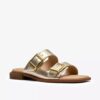 Ariany Bay myke, gullfargede flate sandaler for kvinner