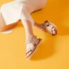 Arwell Glide Metallic kombinasjonsflate sandaler for kvinner