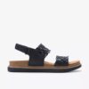 Arwell Glide svarte kombinasjonsflate sandaler for damer