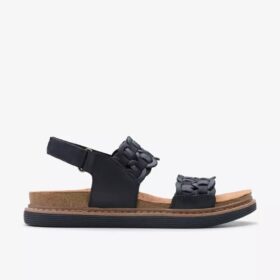 Arwell Glide svarte kombinasjonsflate sandaler for damer