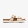 Arwell Step flate sandaler i kremfarget skinn for damer