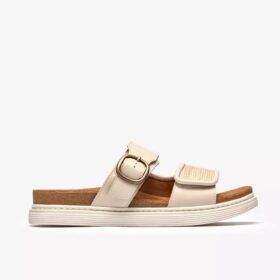 Arwell Step flate sandaler i kremfarget skinn for damer