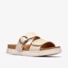 Arwell Step flate sandaler i kremfarget skinn for damer