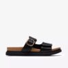 Arwell Step flate sandaler i svart skinn for damer