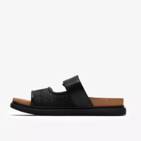 Arwell Step flate sandaler i svart skinn for damer