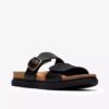 Arwell Step flate sandaler i svart skinn for damer