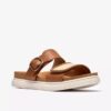 Arwell Step-flate sandaler i tan-farget skinn for damer