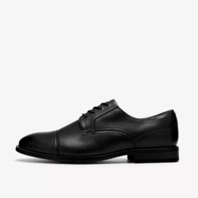 Bowburn Cap – svart skinn-Oxford for menn