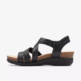 Calenne Clara kilehæle-sandaler for kvinner i svart