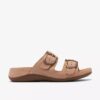 Cecily Step beige nubuck-flate sandaler for kvinner