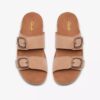 Cecily Step beige nubuck-flate sandaler for kvinner