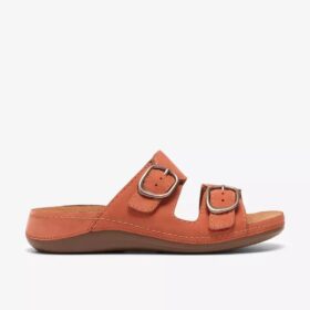 Cecily Step flate sandaler for kvinner i brent oransje