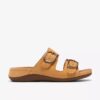 Cecily Step, flate sandaler for kvinner i lys okerfarget nubuck