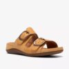 Cecily Step, flate sandaler for kvinner i lys okerfarget nubuck