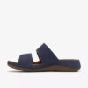 Cecily Step flate sandaler i marineblå nubuck for damer