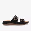 Cecily Step – flate sandaler i svart nubuck for damer