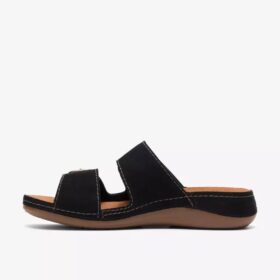 Cecily Step – flate sandaler i svart nubuck for damer