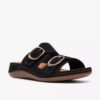 Cecily Step – flate sandaler i svart nubuck for damer