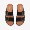 Cecily Step – flate sandaler i svart nubuck for damer