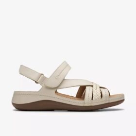Cecily Strap kremfargede lærrem-sandaler for kvinner
