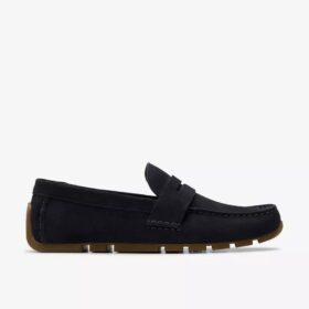 Corsley Bar loafers i marineblått semsket skinn for menn