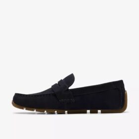 Corsley Bar loafers i marineblått semsket skinn for menn
