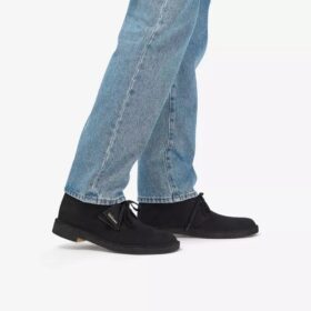 Desert boots for menn i svart semsket skinn