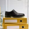 Dresslite Cap svart skinn-Oxfords for menn