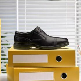 Dresslite Cap svart skinn-Oxfords for menn