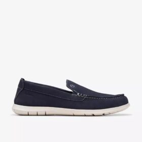 Flexway Step Navy Suede sommerloafers for menn – slip-on-sko