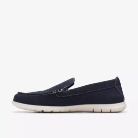 Flexway Step Navy Suede sommerloafers for menn – slip-on-sko