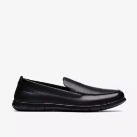 Flexway Step svarte, glatte Loafers for menn