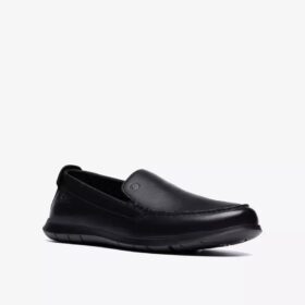 Flexway Step svarte, glatte Loafers for menn