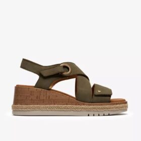 Kidiki Sun mørk olivenfarget nubuck-kilehæl for damer