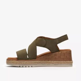 Kidiki Sun mørk olivenfarget nubuck-kilehæl for damer