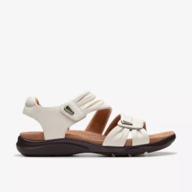 Kitly Ave offwhite flate sandaler i skinn for damer
