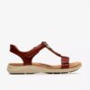 Kitly Gem flate sandaler i brent oransje skinn for damer