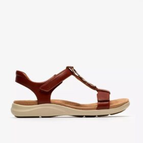 Kitly Gem flate sandaler i brent oransje skinn for damer