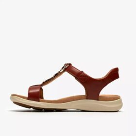 Kitly Gem flate sandaler i brent oransje skinn for damer