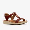 Kitly Gem flate sandaler i brent oransje skinn for damer