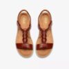 Kitly Gem flate sandaler i brent oransje skinn for damer