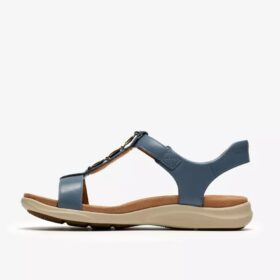 Kitly Gem flate sandaler i denimblått skinn for damer