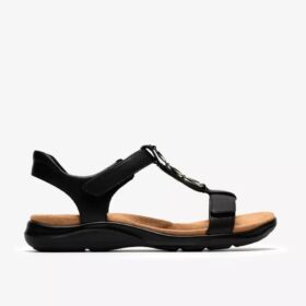 Kitly Gem flate sandaler i svart skinn for damer