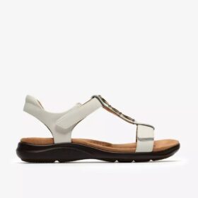 Kitly Gem hvite flate sandaler i skinn for damer